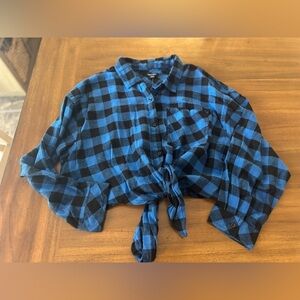 New Look Blue and Black Checkered Shirt NWT 2x